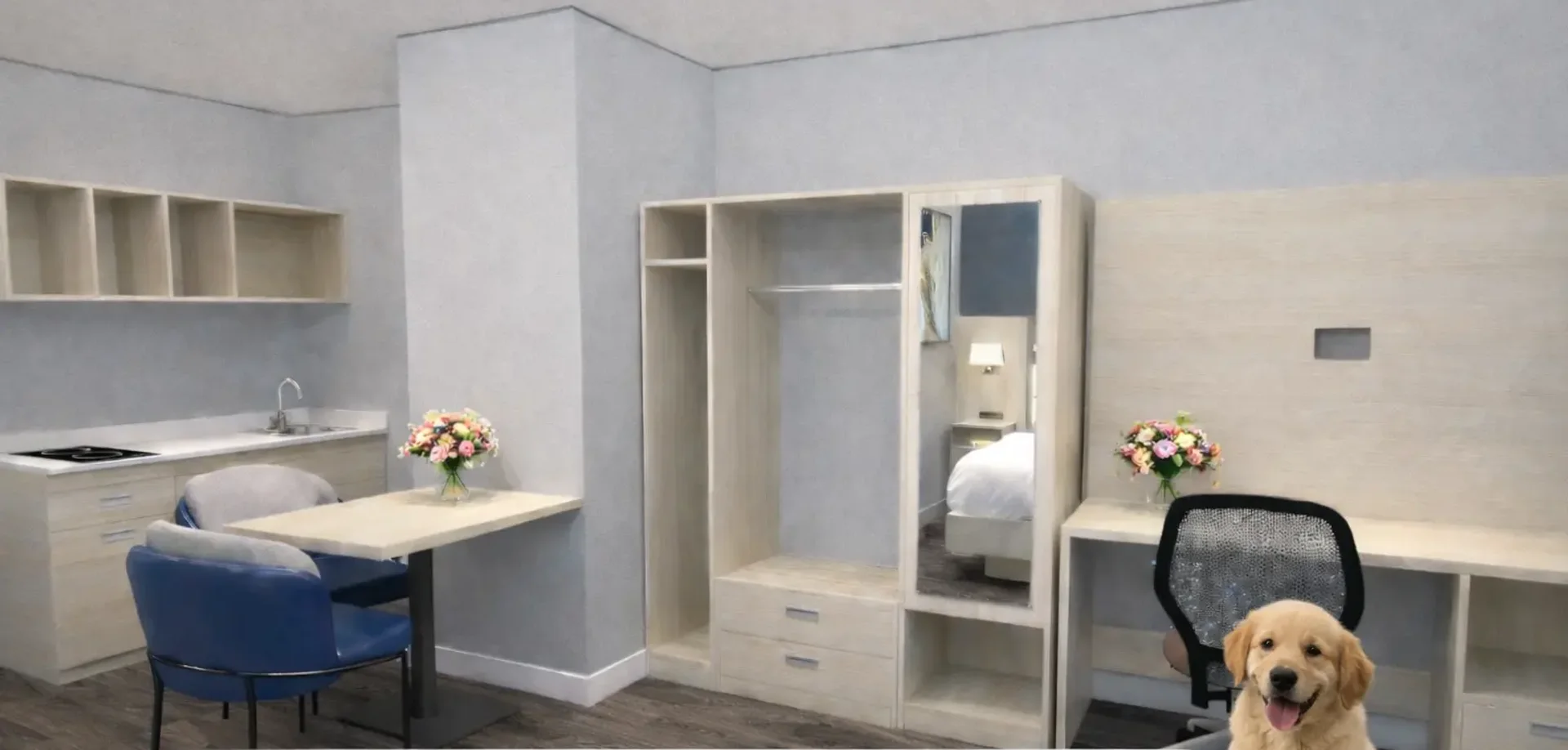 Illustration of a pet-friendly room with kitchenette and wood-style floors — Best Western Vernal Inn, Vernal Utah